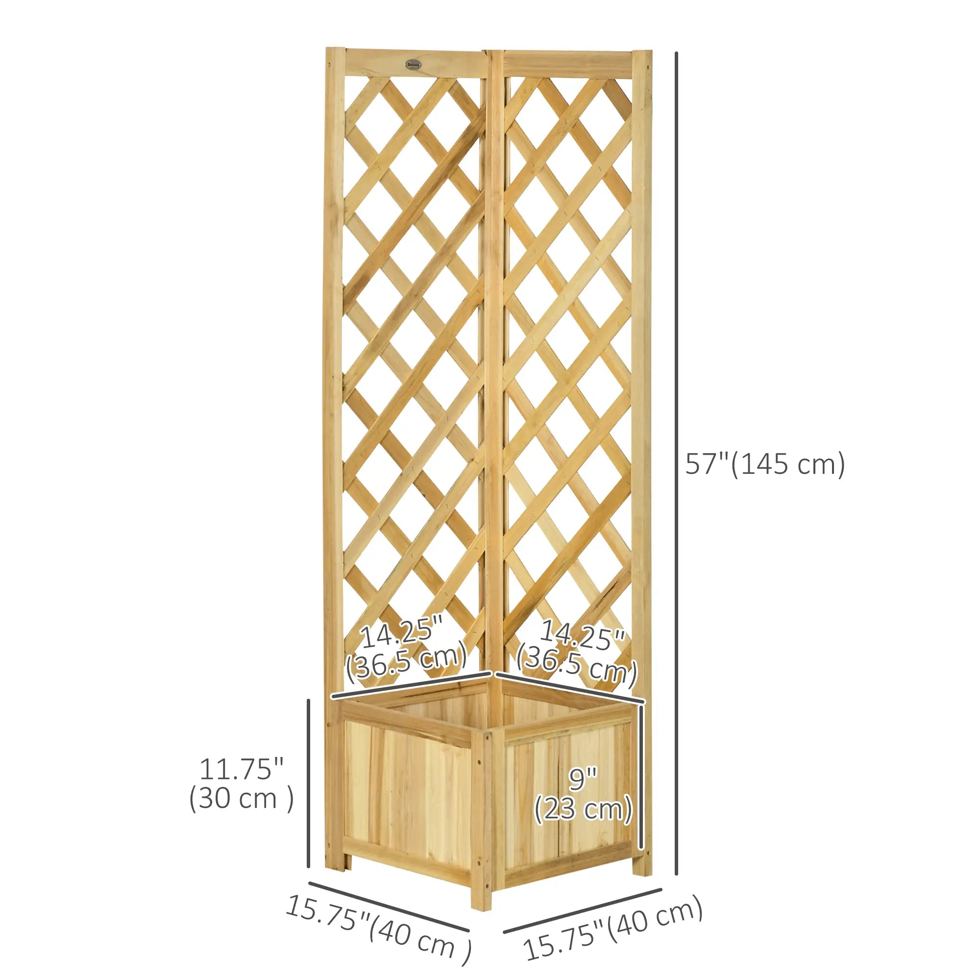 Wood Planter With Trellis For Vine Climbing, 16