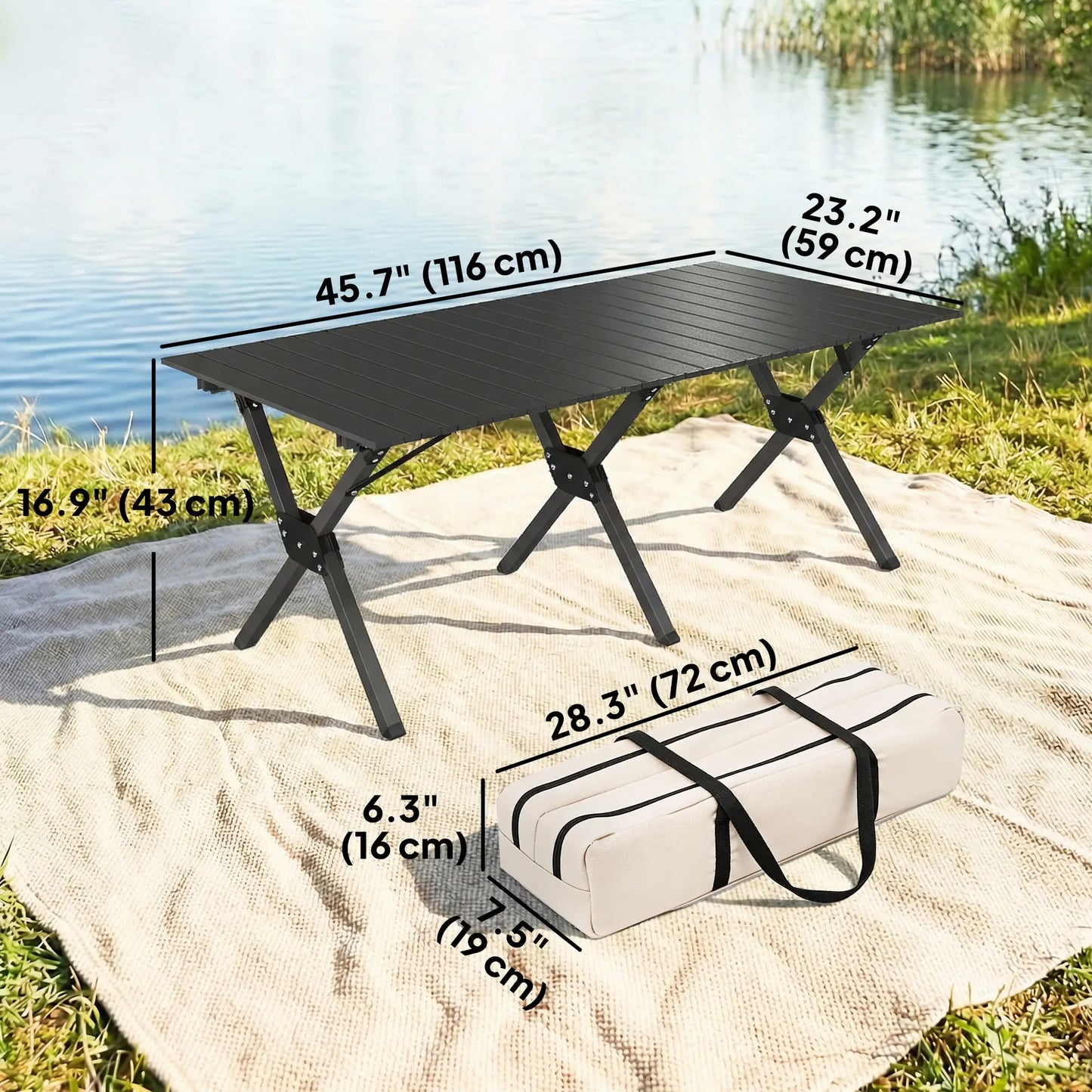 4ft Folding Camping Table, Waterproof Picnic Table, Black Picnic Tables & Camping Chairs at Gallery Canada