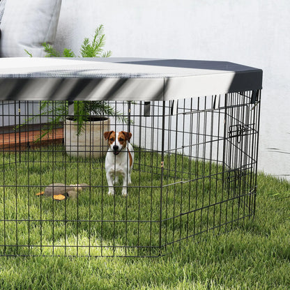 8 Panels Foldable Dog Playpen With Top Cover, 24" High Dog PlayPens at Gallery Canada