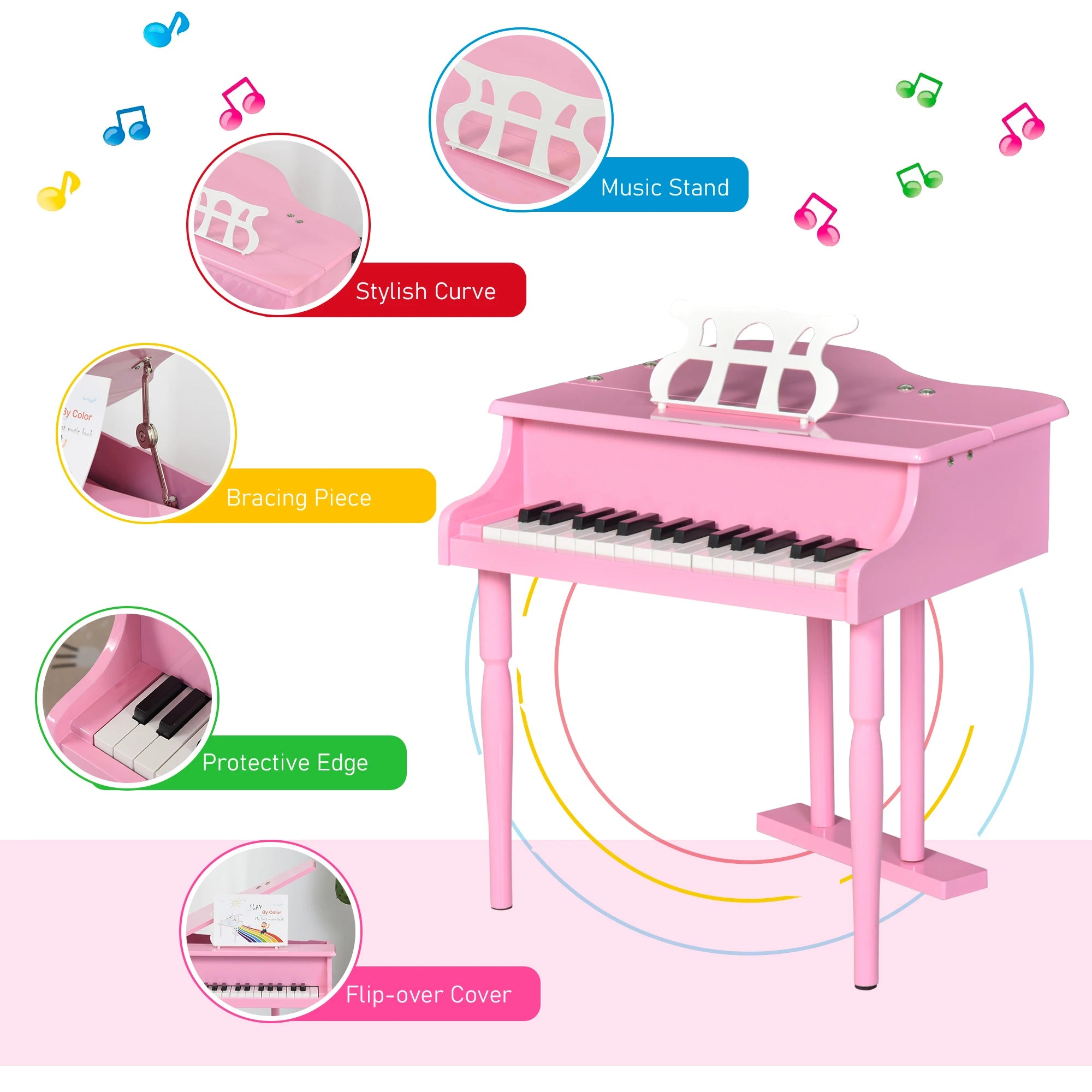 Modern Kids Piano, 30 Keys, Mini Toy with Music Stand, Pink Electronic Musical Pianos at Gallery Canada