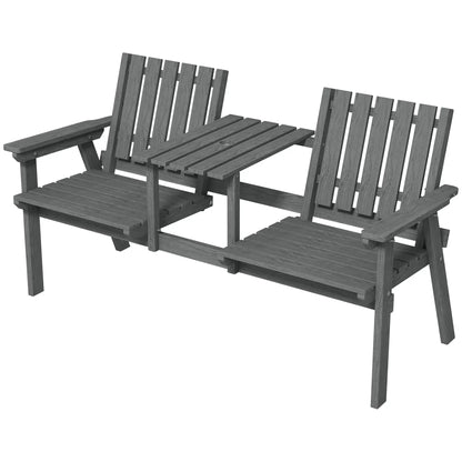 2-Seater Garden Bench with Middle Table, Umbrella Hole, Grey Patio Chairs Grey at Gallery Canada