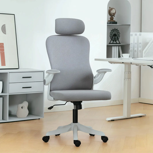 Ergonomic Office Chair, Swivel Desk Chair with Lumbar Support, Headrest, Grey Task Chairs Grey, White, Black at Gallery Canada
