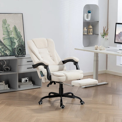 7-Point Vibrating Massage Chair, Reclining Office Chair with Footrest, Beige Massage Chairs at Gallery Canada