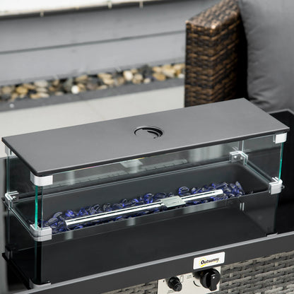 43" Propane Fire Pit Table, 50,000 BTU, Blue Glass Rock, Grey Fire Pits at Gallery Canada