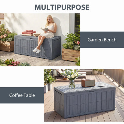 220 Gallon Resin Deck Box, Waterproof Lockable Outdoor Storage Patio Storage Boxes at Gallery Canada