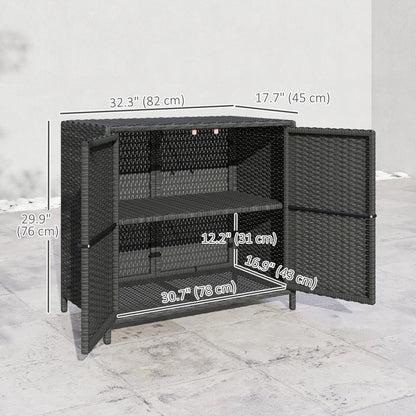 Outdoor Storage Cabinet, Double Magnetic Doors, PE Rattan Towel Rack, Dark Grey Patio Storage Boxes at Gallery Canada