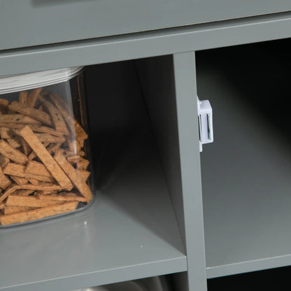 Compact Kitchen Cart on Wheels, Open Shelf, Storage Drawer, Grey Kitchen Islands & Kitchen Carts at Gallery Canada