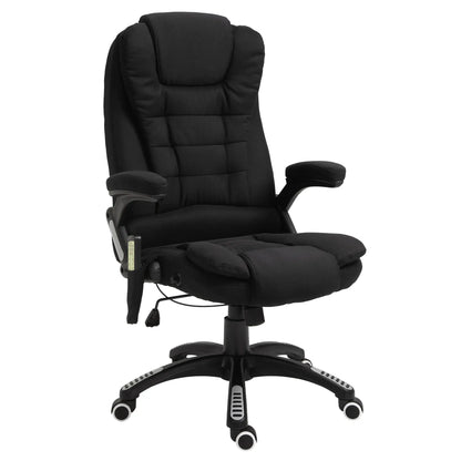 6 Point Vibrating Massage Office Chair High Back Executive Chair with Reclining Back, Swivel Wheels, Black Massage Chairs Black at Gallery Canada