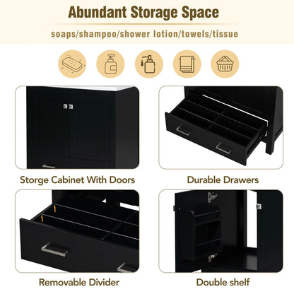 30" Bathroom Vanity, Single Undermount Sink, Soft-Close Doors, Black+White Sink Cabinets at Gallery Canada