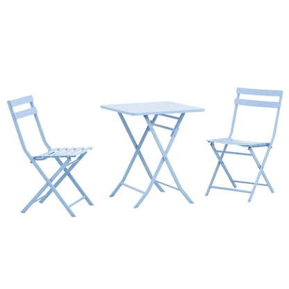3-Piece Garden Bistro Set, Foldable Chair & Square Table, Blue Bistro Sets at Gallery Canada