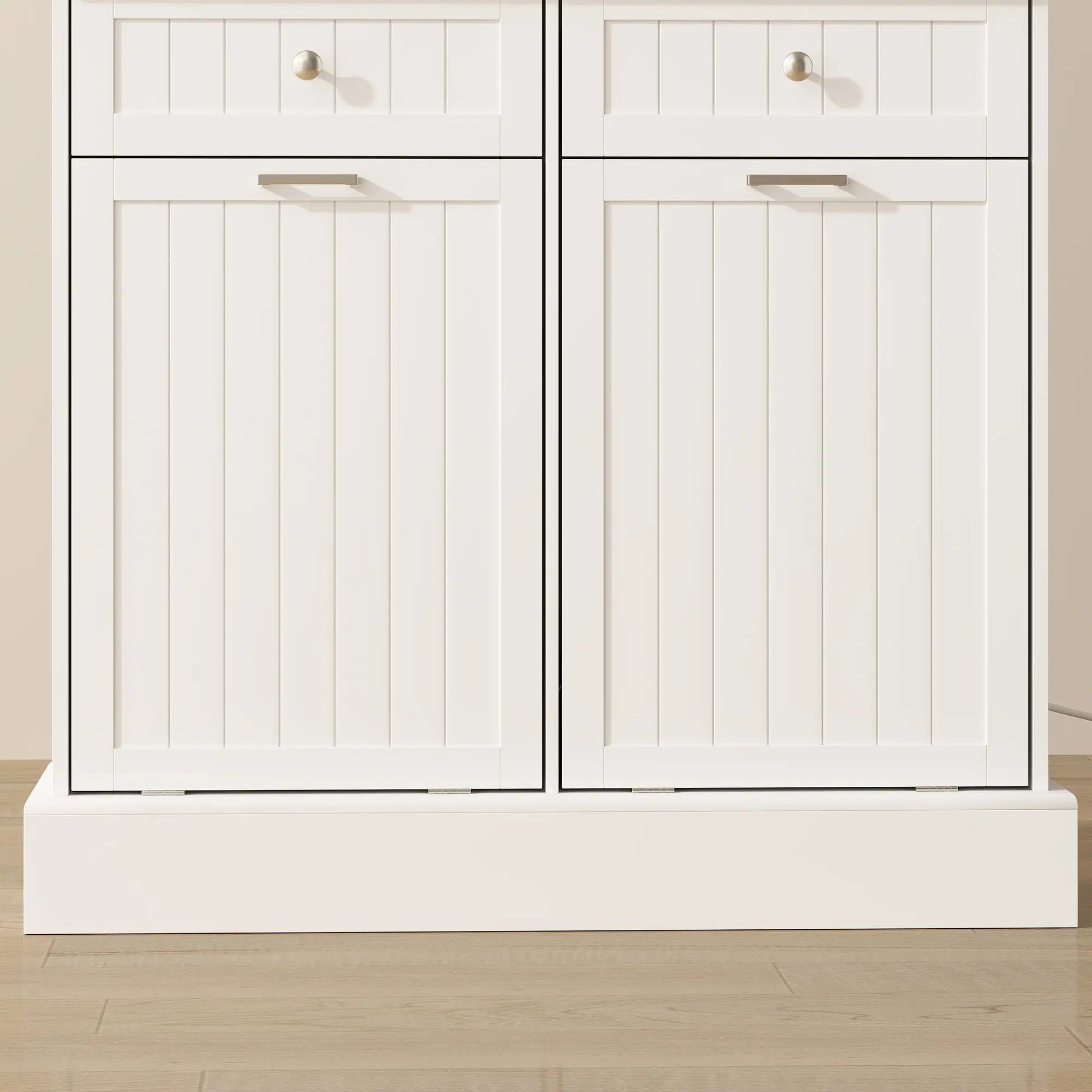 Kitchen Cabinet With Charging Station, 2 Tilt Out Cabinets, Microwave Stand, White Kitchen Pantry Cabinets at Gallery Canada