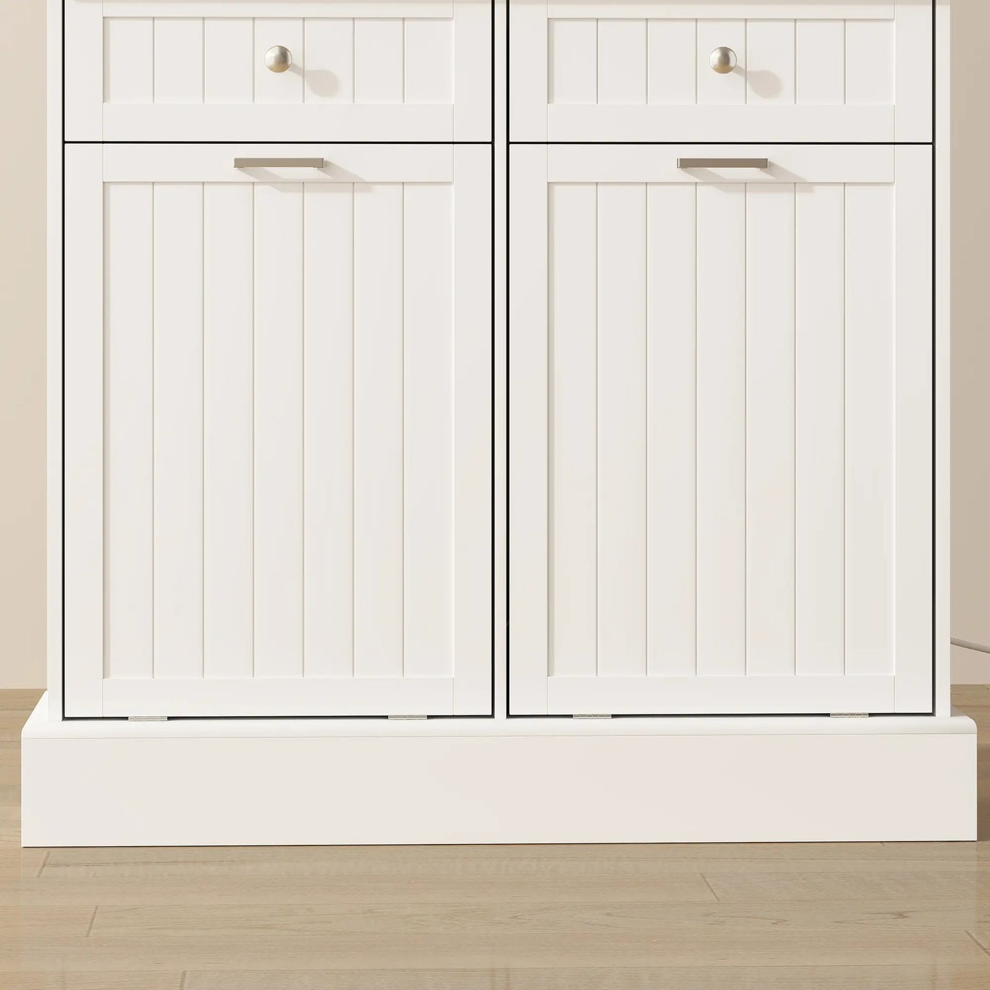 Kitchen Cabinet With Charging Station, 2 Tilt Out Cabinets, Microwave Stand, White Kitchen Pantry Cabinets at Gallery Canada