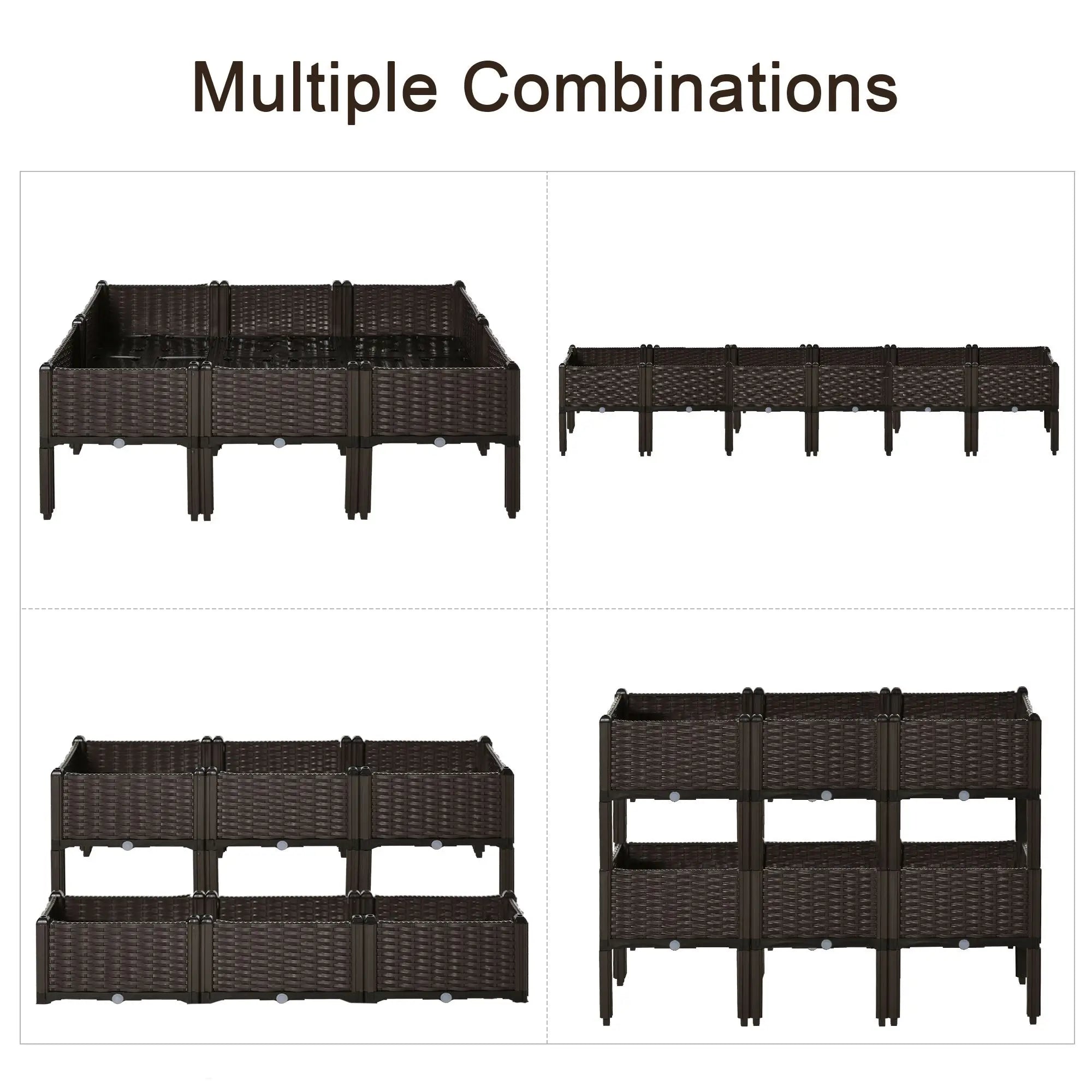 6-Piece Raised Garden Bed, PP Flower Bed, Stackable Vegetable Herb Grow Box Elevated Garden Beds at Gallery Canada