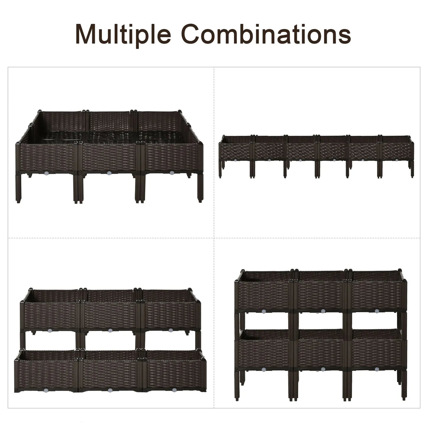 6-Piece Raised Garden Bed, PP Flower Bed, Stackable Vegetable Herb Grow Box Elevated Garden Beds at Gallery Canada