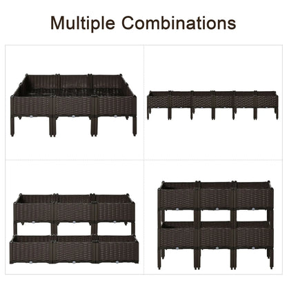 6-Piece Raised Garden Bed, PP Flower Bed, Stackable Vegetable Herb Grow Box Elevated Garden Beds at Gallery Canada