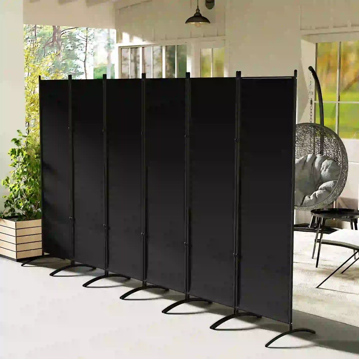 6 Panel Folding Room Divider, UV30+ Privacy Screen, Black Side Awnings at Gallery Canada