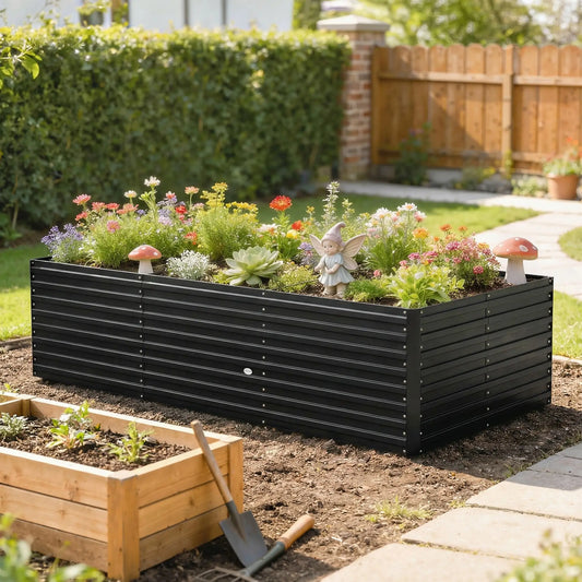 8' x 4' x 2' Raised Garden Bed, Galvanized Planter Box, Black Galvanized Planter Boxes Black at Gallery Canada