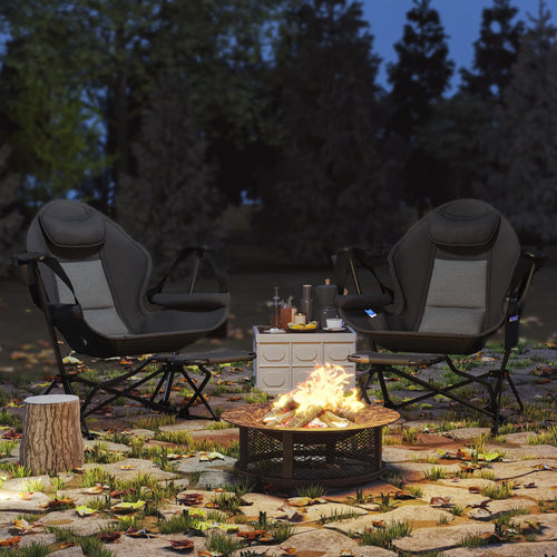 Hammock Camping Chair Set of 2, Adjustable Back Folding Swinging Hammock Chair with Cup Holder and Padded Seat