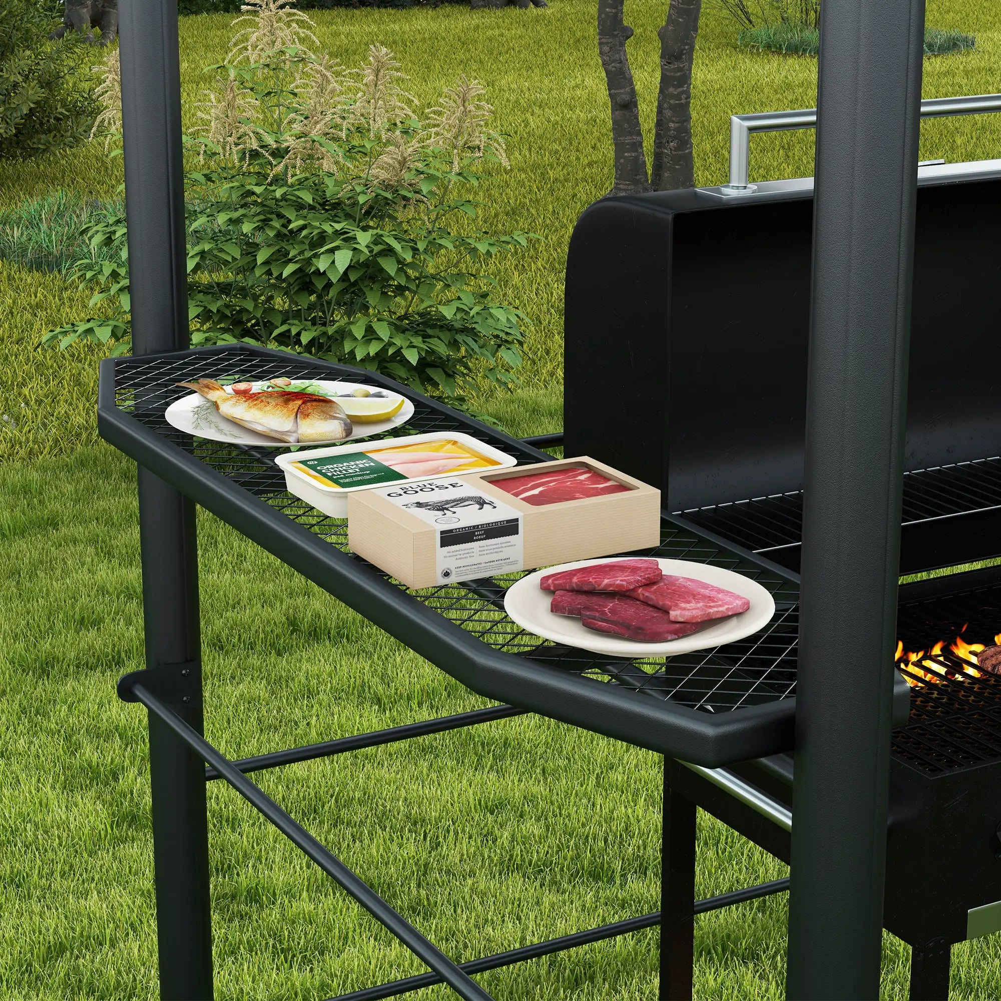 8' x 5' Grill Gazebo, Vented PC Roof, Side Shelves, Dark Grey BBQ Grill Gazebos at Gallery Canada