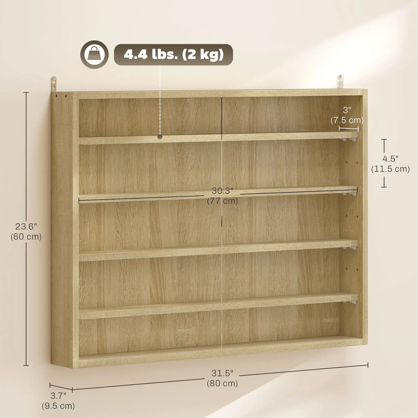5-Tier Display Cabinet, 2 Glass Doors, 4 Adjustable Shelves, Oak Display Bookshelves at Gallery Canada