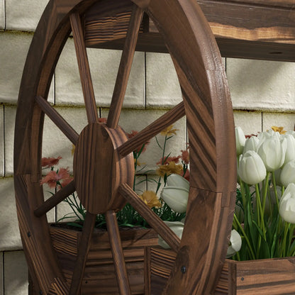 2-Tier Raised Garden Bed, Wooden Wagon Planter Box, Carbonized Wooden Planter Boxes at Gallery Canada