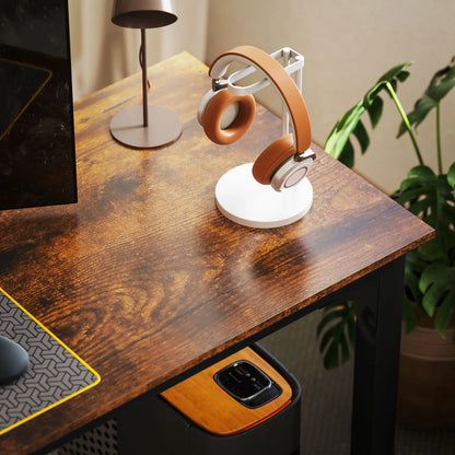 71" Computer Desk, Metal Legs, Rustic Brown Computer Desks at Gallery Canada