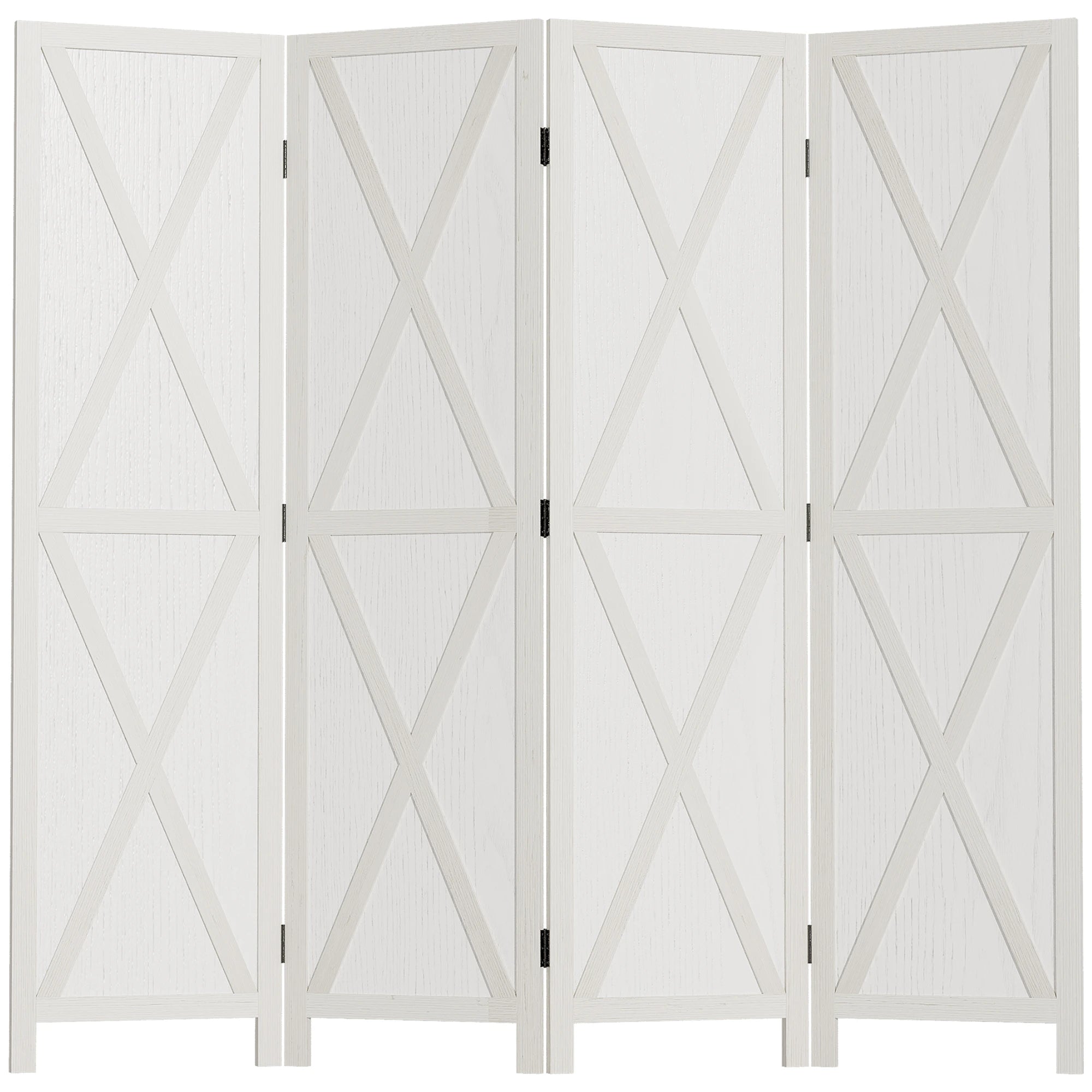 4-Panel Farmhouse Room Divider, Foldable Wooden Frame 5.6FT, White Room Dividers White at Gallery Canada