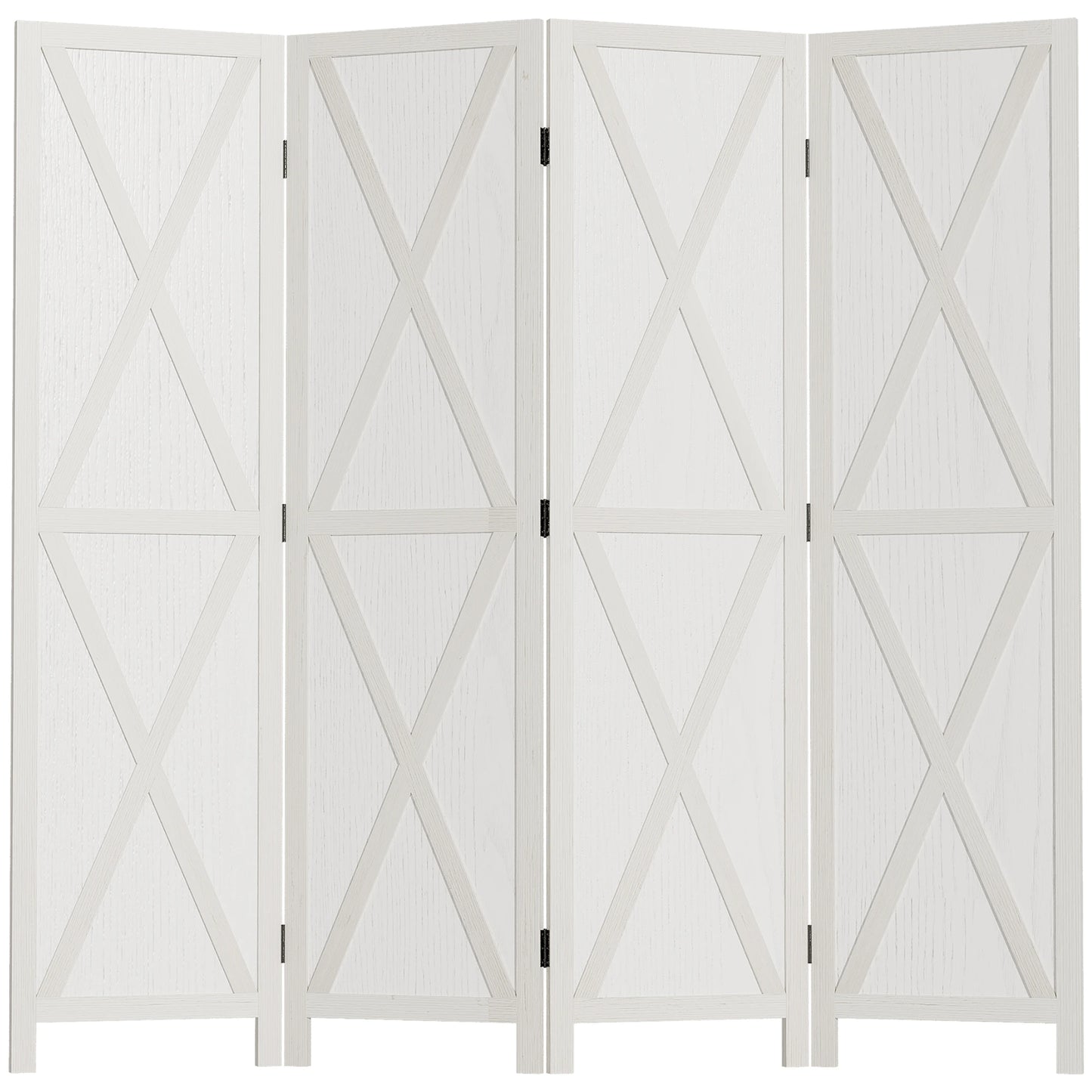 4-Panel Farmhouse Room Divider, Foldable Wooden Frame 5.6FT, White Room Dividers White at Gallery Canada