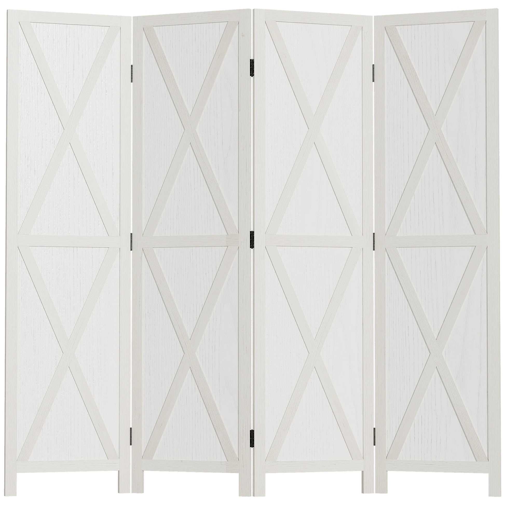 4-Panel Farmhouse Room Divider, Foldable Wooden Frame 5.6FT, White Room Dividers White at Gallery Canada