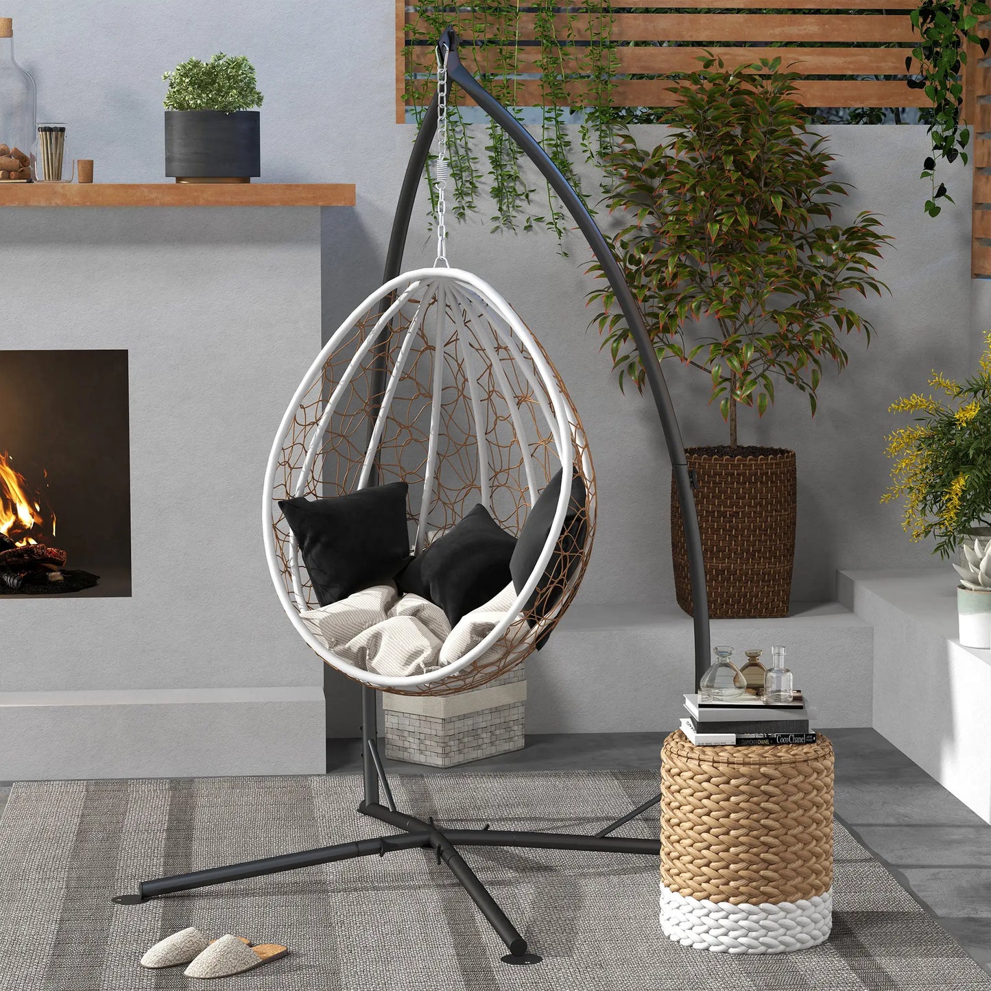 Heavy Duty Steel Hammock Chair Stand, Indoor Outdoor Use, Black Hammock Stands at Gallery Canada