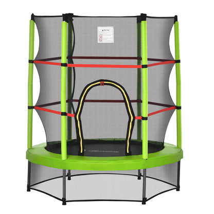 55 Inch Kids Trampoline with Enclosure Net, Indoor Outdoor, Green Trampolines Green, Black at Gallery Canada