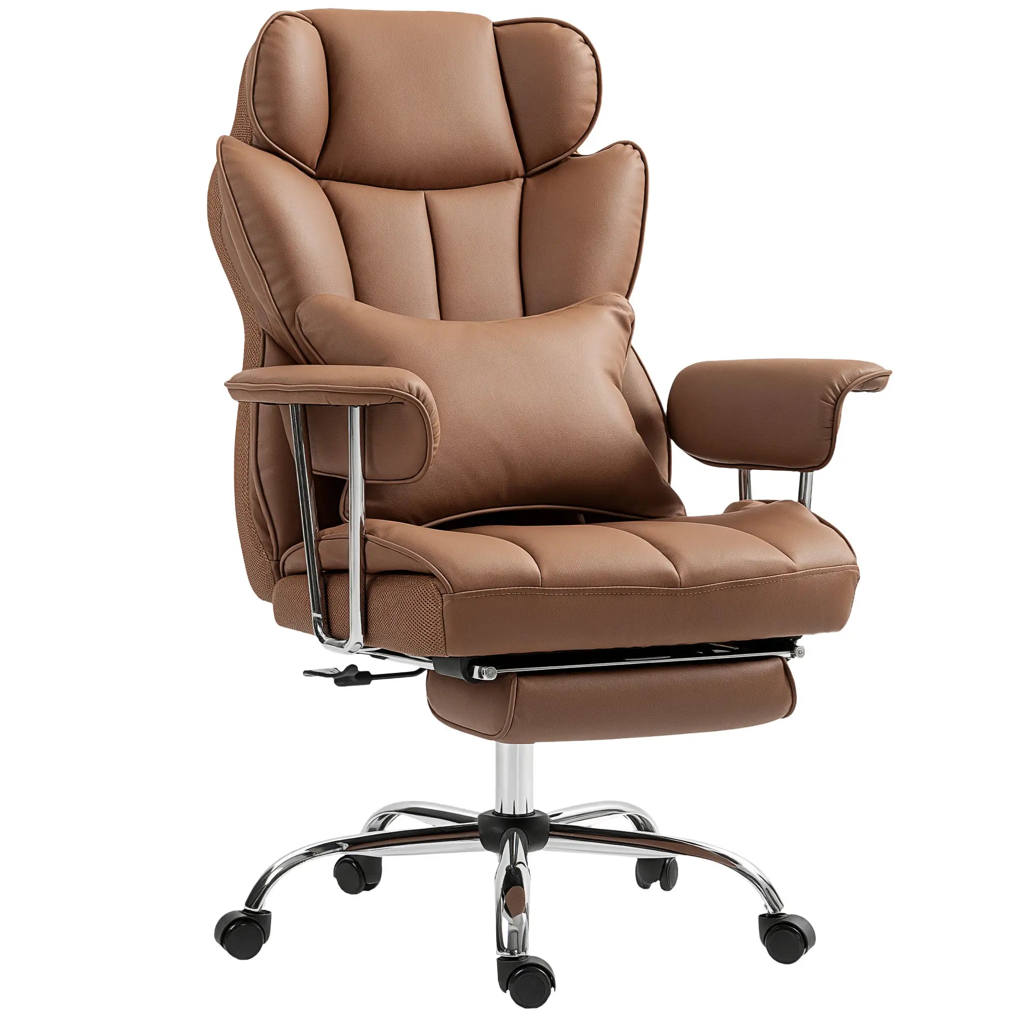 400LBS Massage Office Chair, 6-Point Vibration, Footrest, Lumbar Support, Brown Massage Chairs Brown at Gallery Canada