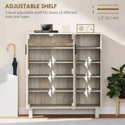 Shoe Storage with Double Doors, Open Shelves, 17 Pair, Light Grey Shoe Storage Cabinets & Racks at Gallery Canada