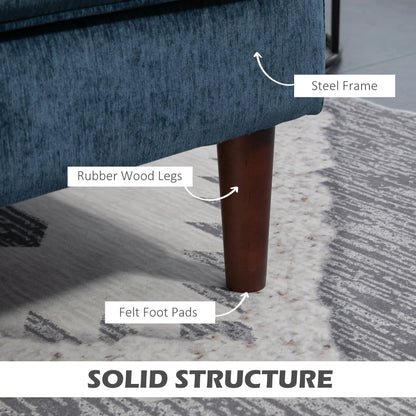 Modern Corner Couch, Right Chaise Lounge, Tufted 3-Seater Sofa, Wooden Legs, Navy Blue 3-Seater Sofas at Gallery Canada