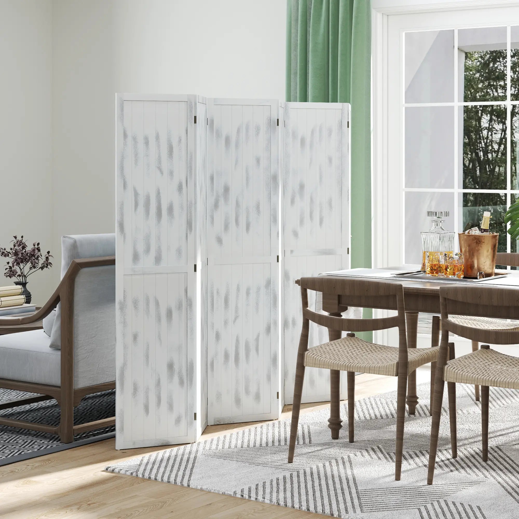 Foldable Screen Divider, 5.5' Rustic, for Bedroom Office, White Room Dividers at Gallery Canada