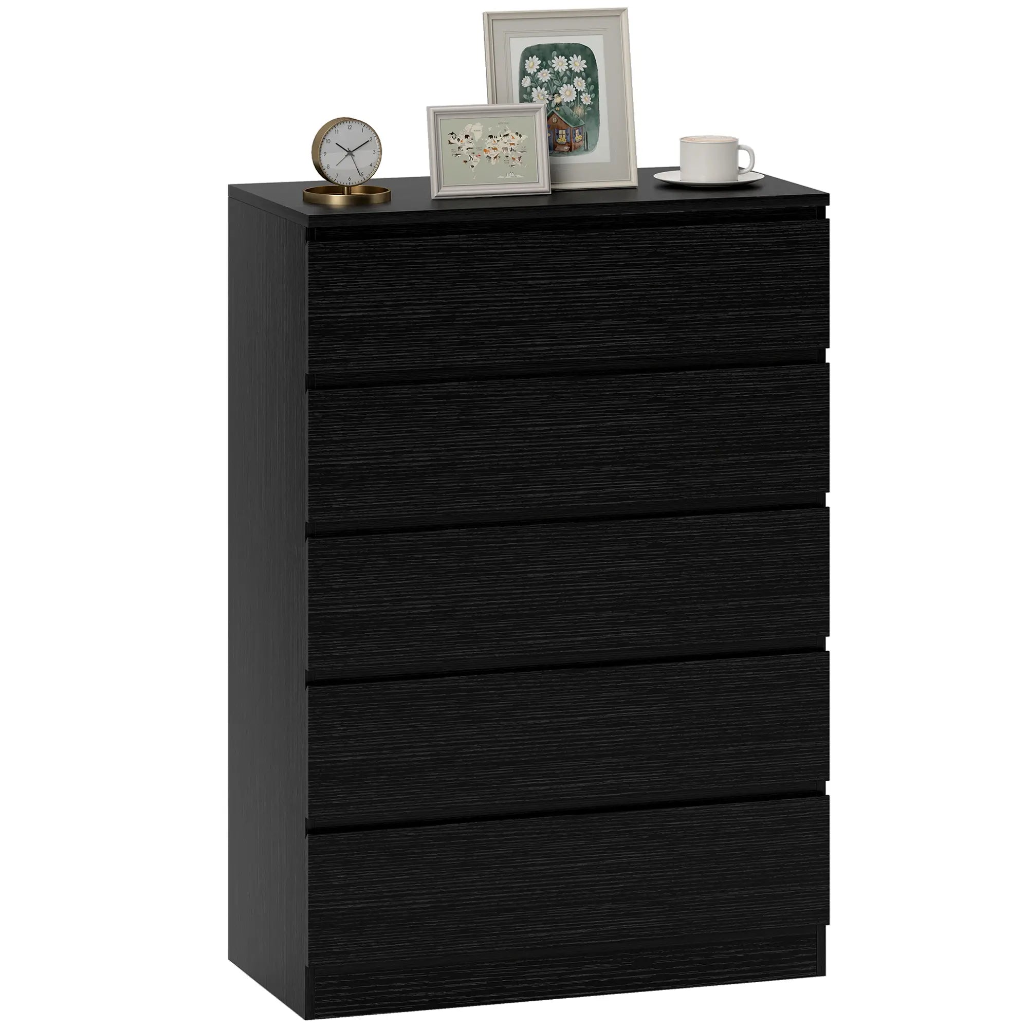 5 Drawer Dresser, Modern Chest for Bedroom, Black Storage Cabinets at Gallery Canada