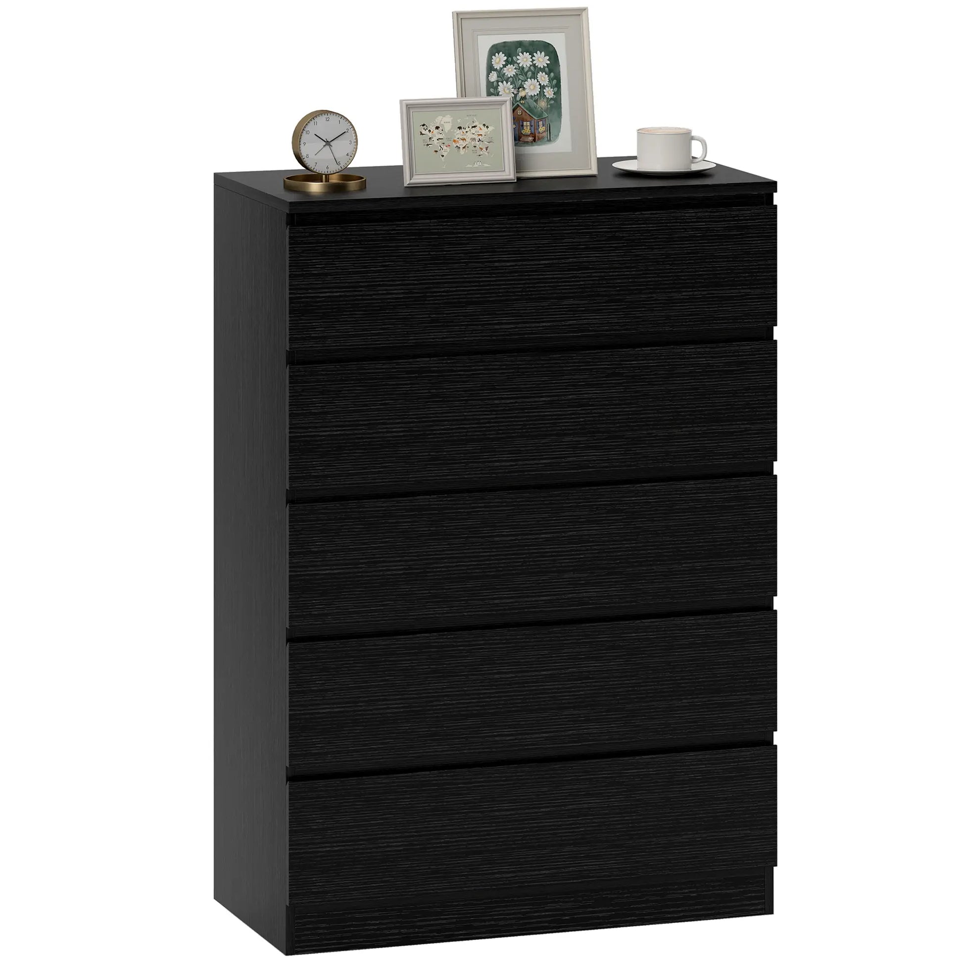 5 Drawer Dresser, Modern Chest for Bedroom, Black Storage Cabinets at Gallery Canada