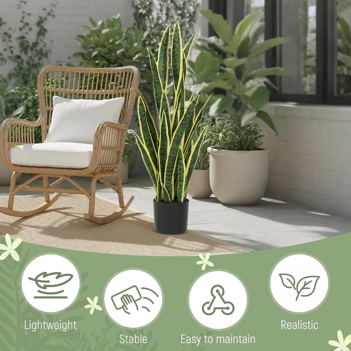 Artificial Tree, 35.4" Artificial Snake Plant with 21 Leaves in Pot for Home, Office, and Living Room, Green Artificial Trees at Gallery Canada