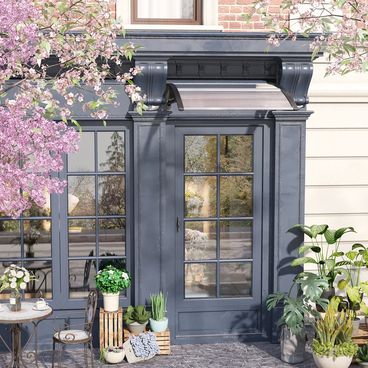 40.6" x 38" Polycarbonate Awning Door Canopy, UV Protection, Clear Door Awnings at Gallery Canada