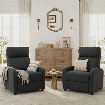 Manual Fabric Recliner Chair, Single Sofa with Padded Seat, Black Single Sofas at Gallery Canada