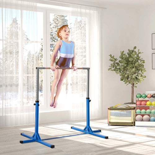Kids Gymnastics Bar, 13-Level Adjustable Height, Blue