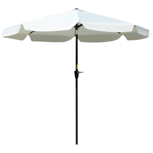 8.5 ft Round Patio Umbrella, Tilt and Crank, Cream White Sun Umbrellas Cream White, Black at Gallery Canada