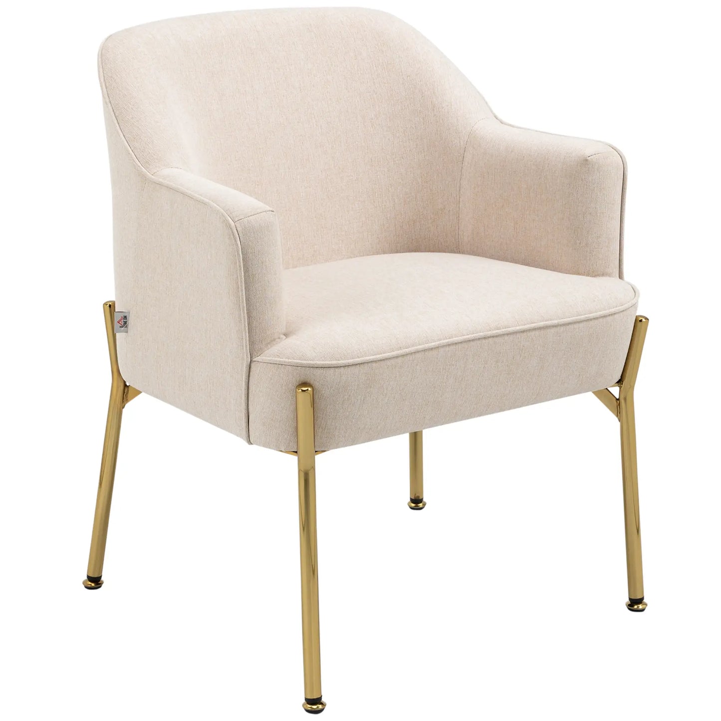 Modern Fabric Armchair, Metal Legs Accent Chair, White Cream Accent Chairs at Gallery Canada