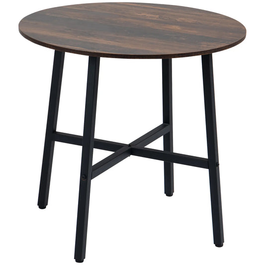 31.5" Dining Table, Industrial Kitchen Table Round, Steel Legs, Rustic Brown Dining Tables Rustic Brown, Black at Gallery Canada