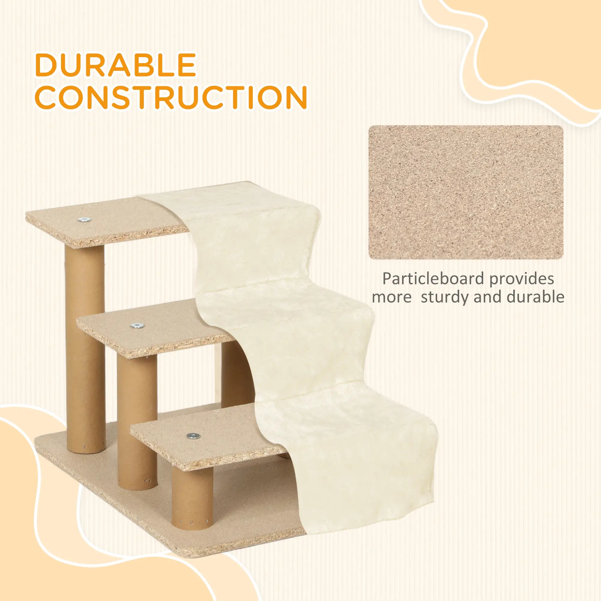 3-Step Dog Ramp for Sofa, Bed, Couch, Removable Cover, Beige Dog Stairs at Gallery Canada