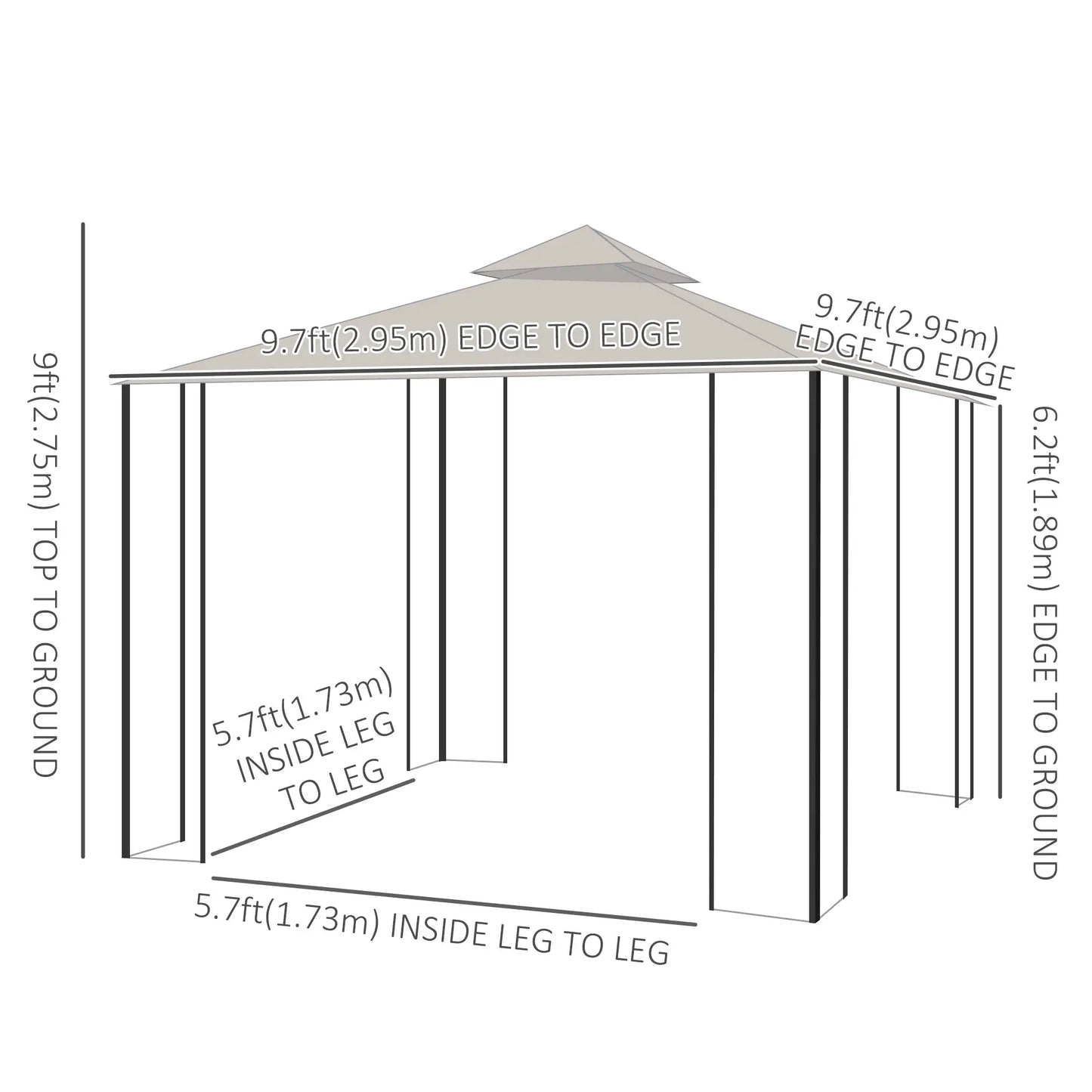 10'x10' Patio Gazebo, Outdoor Garden Canopy, Mosquito Netting Gazebos at Gallery Canada