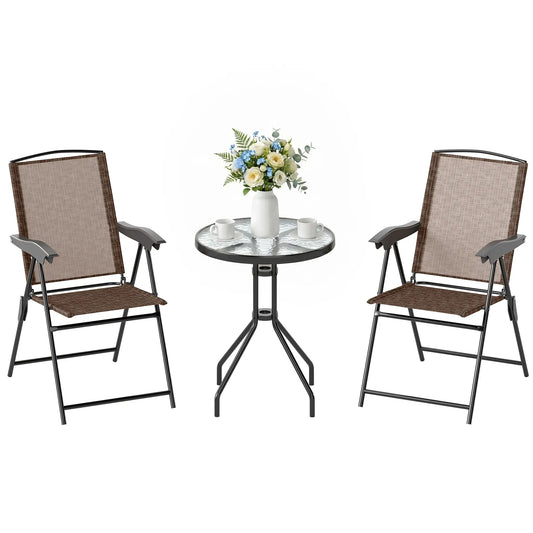Folding Outdoor Bistro Set, Patio Table and Chairs, Brown Bistro Sets Brown at Gallery Canada