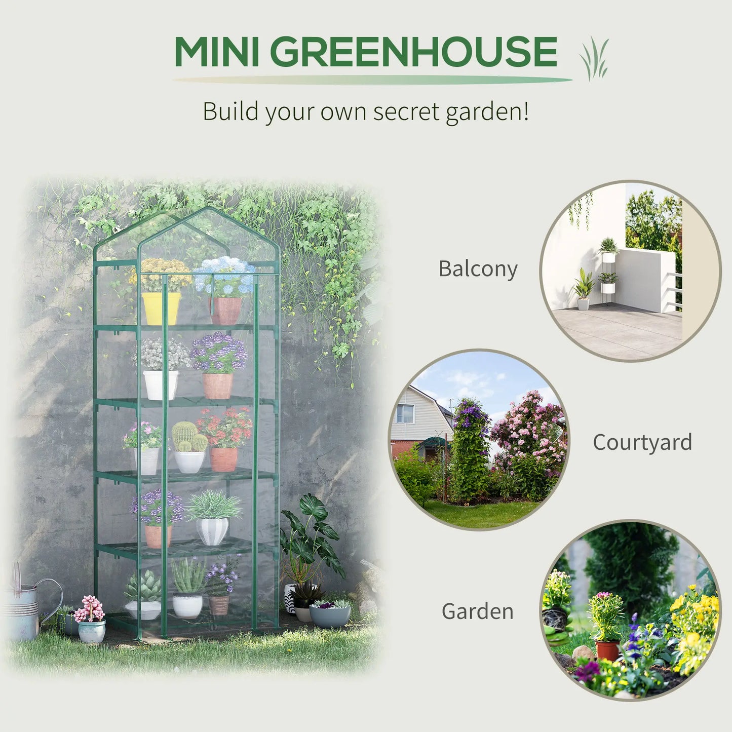 5 Tier Mini Greenhouse, Portable, Transparent, 27.25" x 19.25" x 76", Clear Portable Greenhouses at Gallery Canada