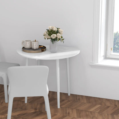 Folding Dining Table, Round Drop Leaf Kitchen Table, Distressed White, White Dining Tables at Gallery Canada