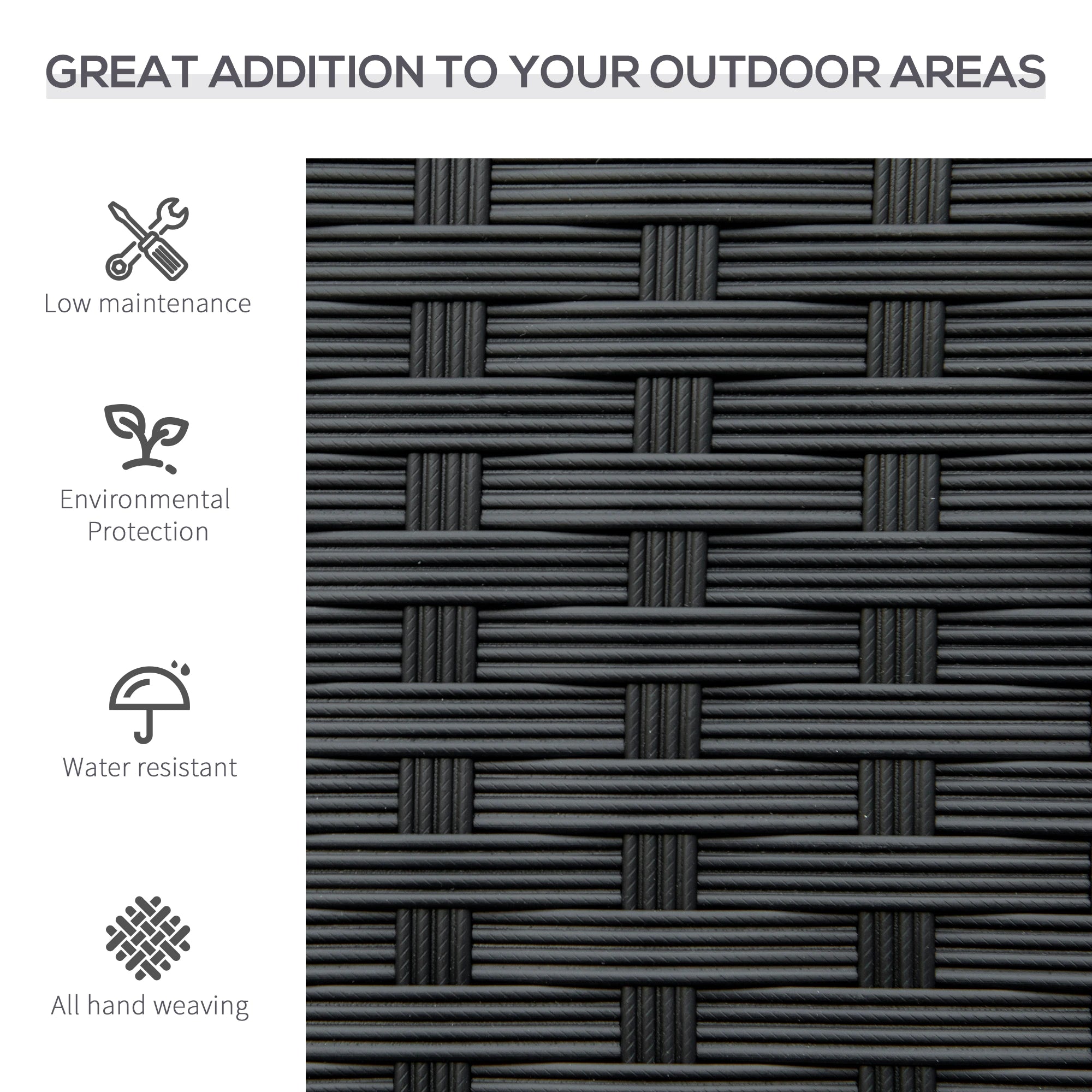 Rattan Wicker Loveseat, Garden Bench, Hand Woven, Portable, Black Patio Chairs at Gallery Canada